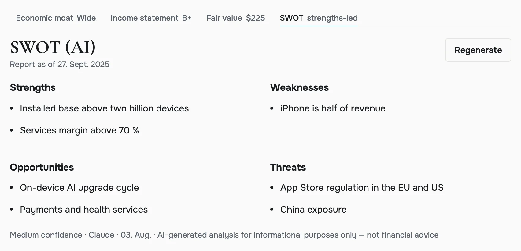 The SWOT analysis of Apple Inc. in foliologic.